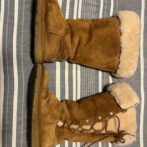 Ugg Upside Tall 5163 Tan Light Brown Suede Lace-up Boots Size 6